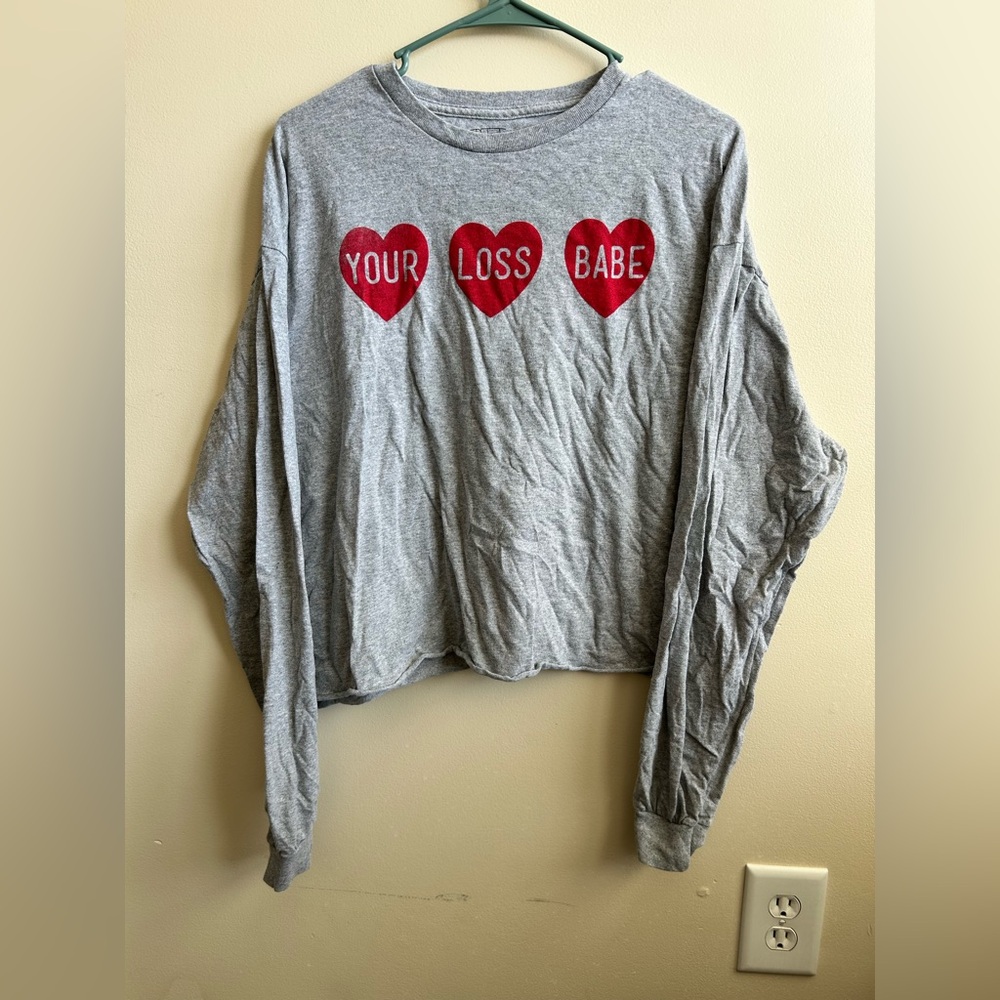 Your Loss Babe Long Sleeve Cut Off Shirt XL